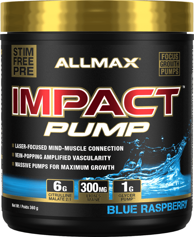 Allmax Pre Workout Blue Raspberry Allmax - Impact Pump (STIM FREE)